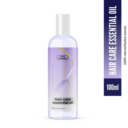 Hair repair essential oil bottle from 16182 with 100ml size, shown next to a hair curler in the image.