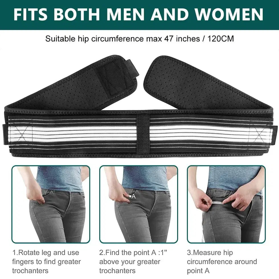 Lower back support brace for men and women from 1238, showing adjustable straps and ergonomic design for pain relief.