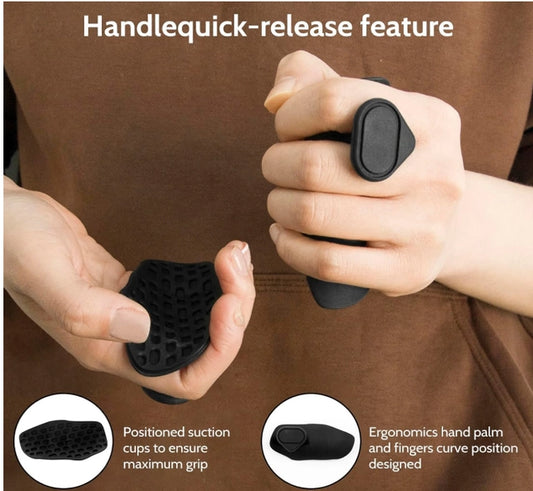 Pair of 18281 gymnastics weight lifting grip pads with padded hand grips for improved grip during workouts.