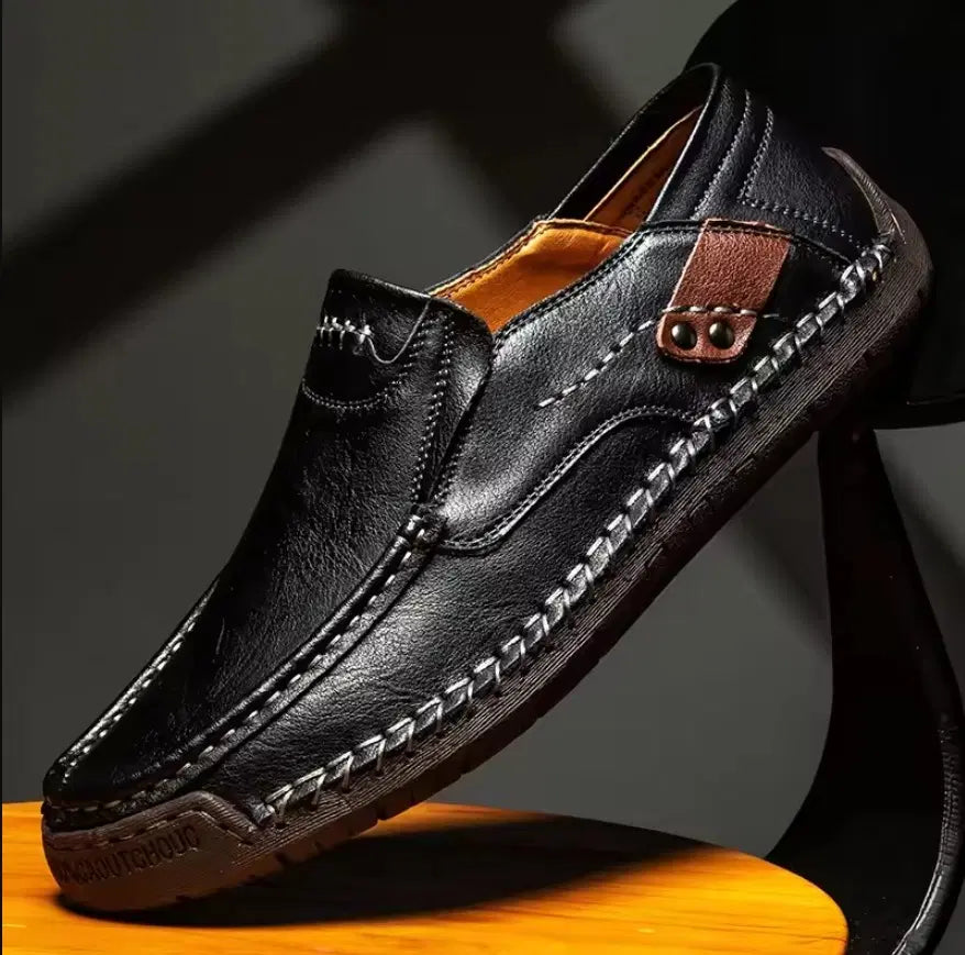 Brown men's semi-formal casual shoes with anti-skid soles, featuring a stylish design from the brand 34608.