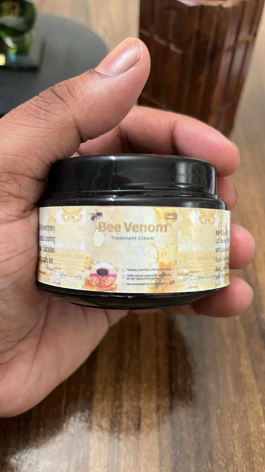 Bee Venom Skin Treatment Cream by 1238, 100g pack of 2, shown in a white jar with a smooth cream texture.
