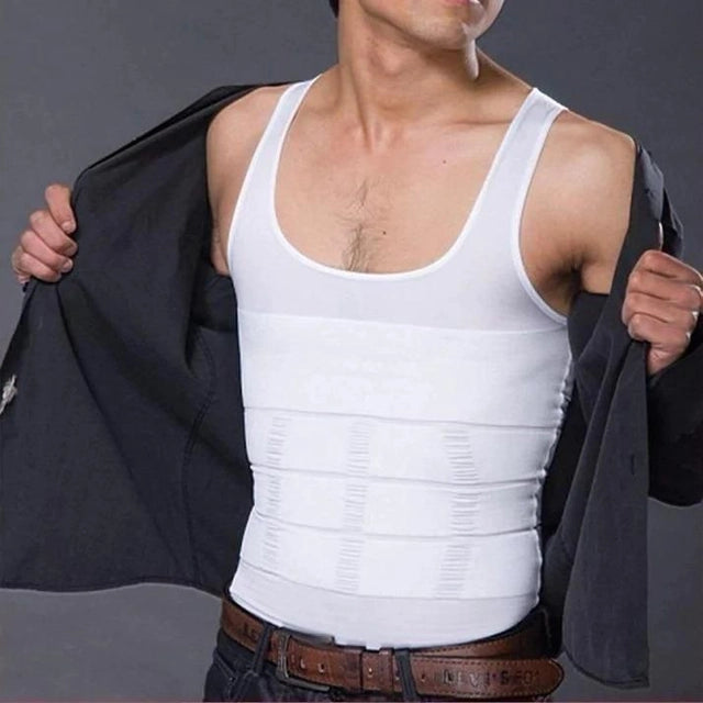 Mens black vest from 18281 Blackvillain™ with a sleek design, showcasing confident fit and shape-enhancing control.