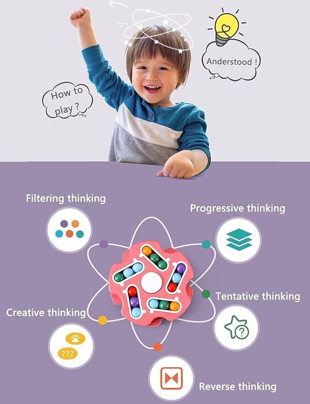 Colorful Fidget Toy Rotating Magic Bean Cube Spinner, educational finger toy for stress relief and focus, by brand 16748.