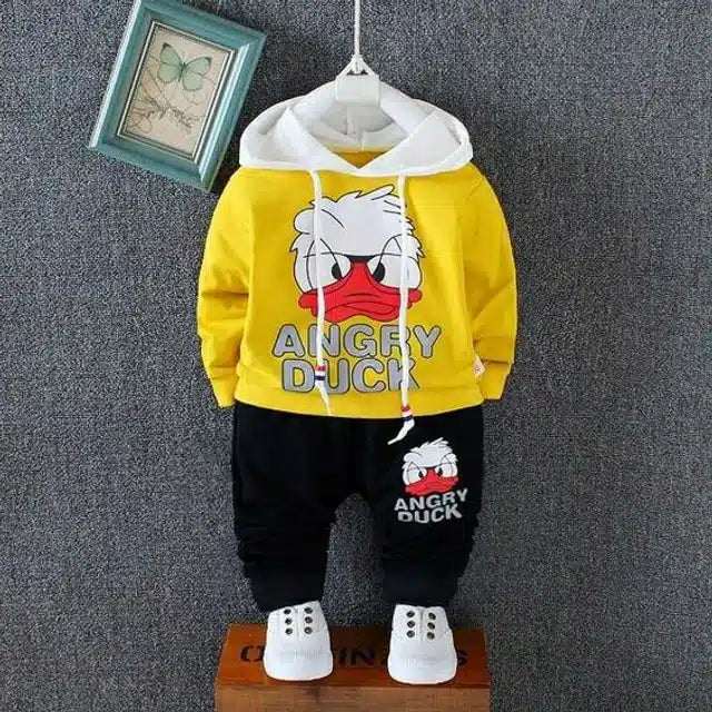 Full sleeves hooded boys tracksuit in mustard and black for ages 3-4, made by 8969, featuring comfortable fabric and sporty style.