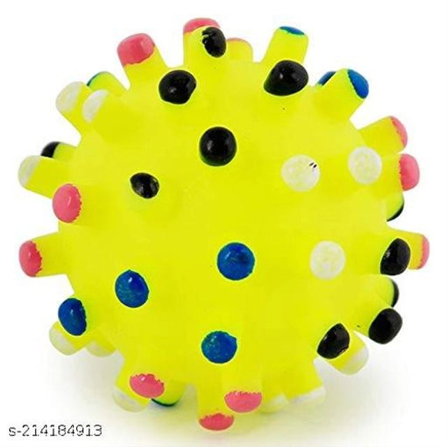 Multicolor silicone chew toy ball for pets, designed for play and dental health, by 15929 pet beds brand.