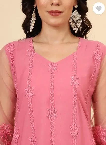 Elegant women's kurta set with matching dupatta and bottomwear from 15801, featuring traditional embroidery and vibrant fabric.