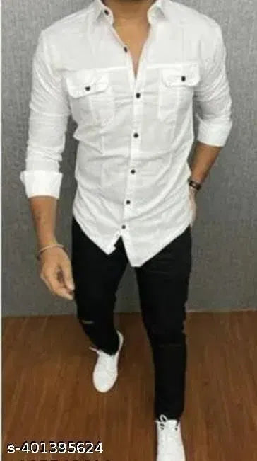 Men's cotton blend double pocket full sleeves shirts pack of 3 by 6824, showing classic design and button-up style.