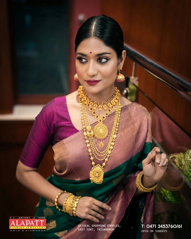 Multicolor Banarasi silk saree with zari weaving for women, showcasing intricate traditional embroidery and rich fabric detail.