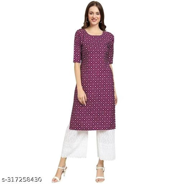 Maroon crepe printed kurti for women, size small, from 1457 brand, featuring intricate patterns and comfortable fit.
