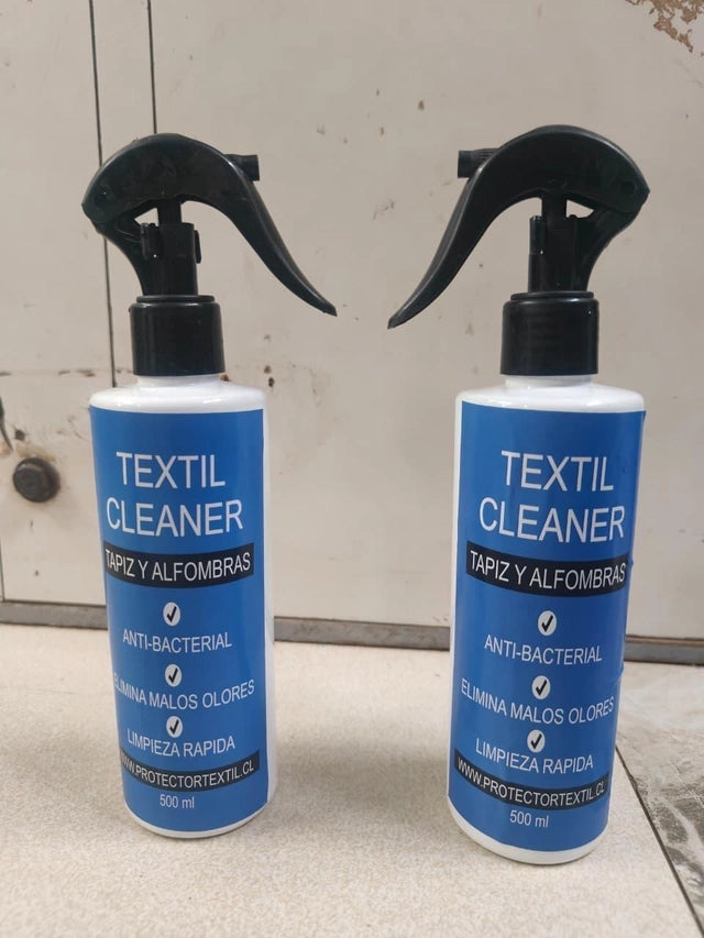 Pair of 35930 Fabric Stain Cleaner Spray 200ml bottles with cleaning cloths for stain removal and fabric freshness.