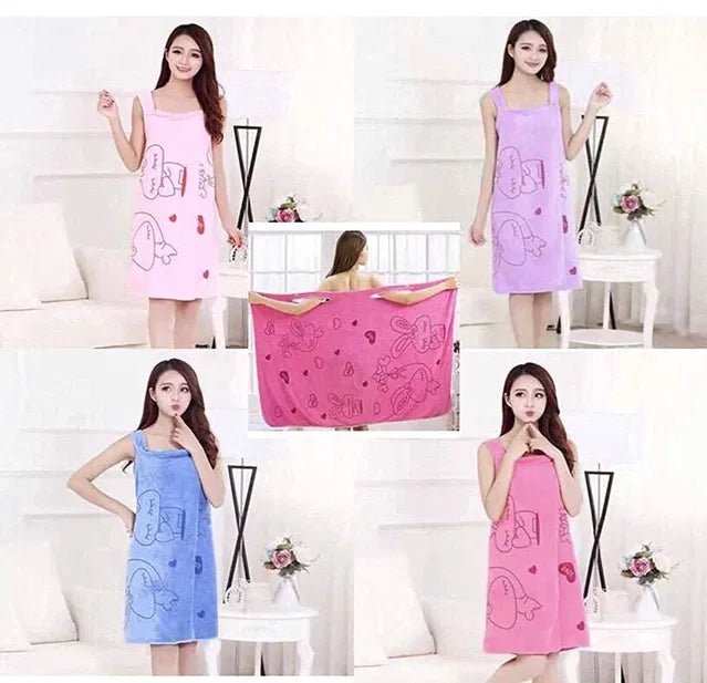 Pack of 2 microfiber wearable bath towels for women from 4485, featuring soft, absorbent fabric and a full-body, wrap-around design.