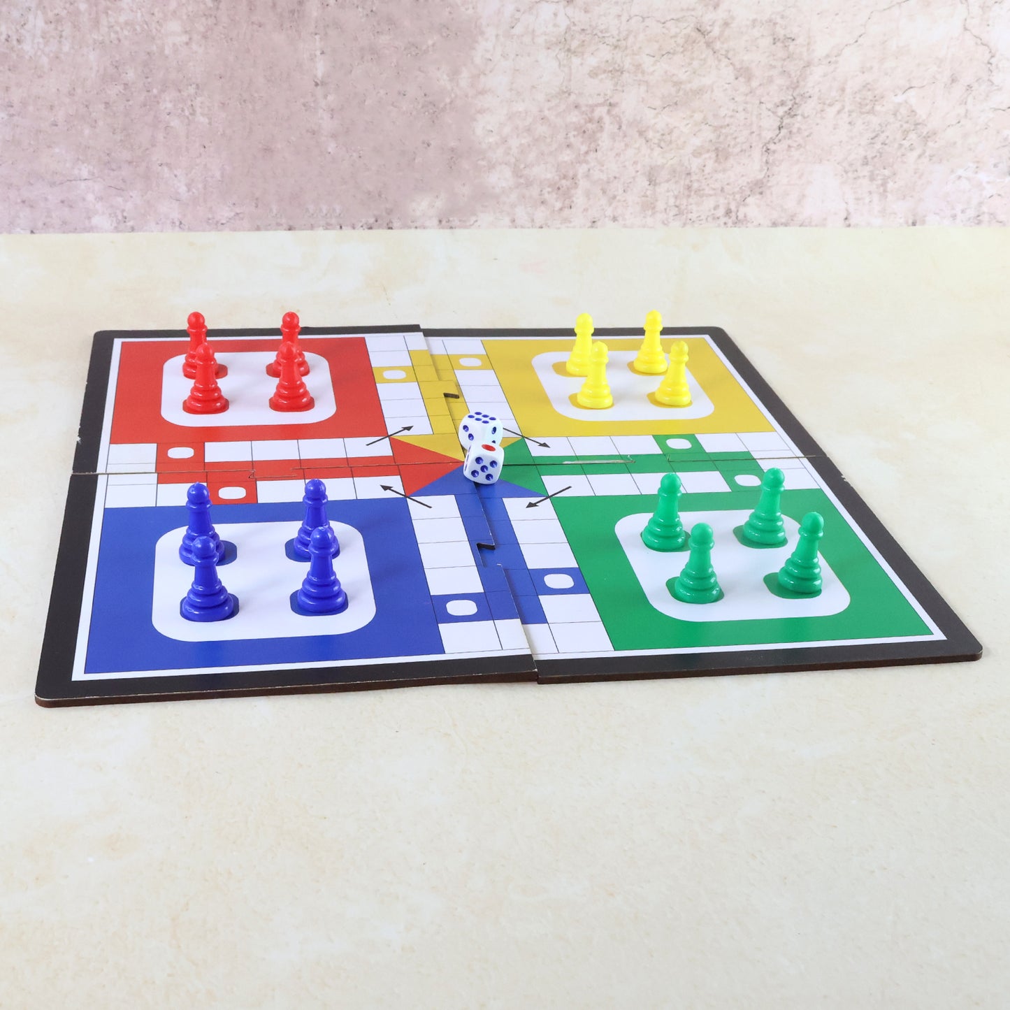 Wukusy Pocket Ludo travel board game set featuring colorful game pieces and compact design for portable fun.