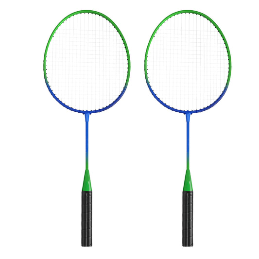 Lightweight Wukusy kids' badminton racket set with two rackets and carry bag, ideal for young players and outdoor fun.