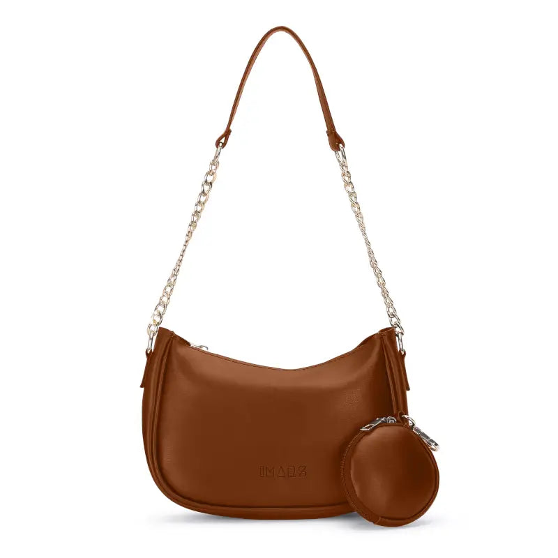 Black vegan leather small classic chain shoulder bag for women by Ekom, featuring a sleek design and shoulder strap.