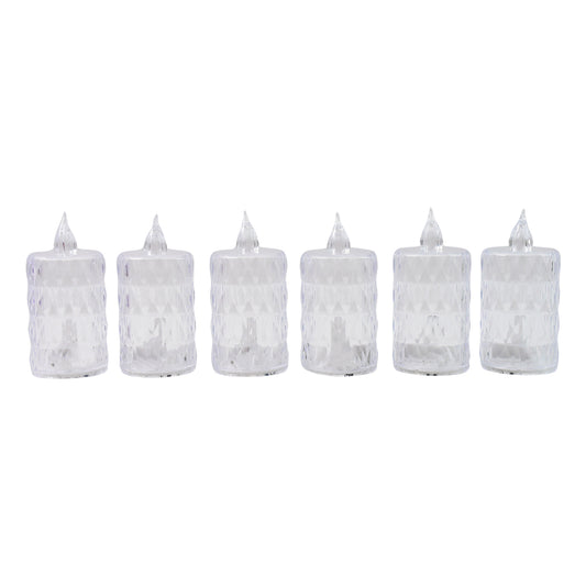 Set of six decorative LED crystal flameless candles by Wukusy, perfect for home decor with a warm, glowing ambiance.