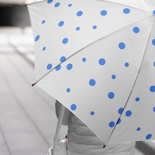 Multicolor dot printed umbrella for men and women by Wukusy, featuring a vibrant design suitable for home improvement and outdoor use.