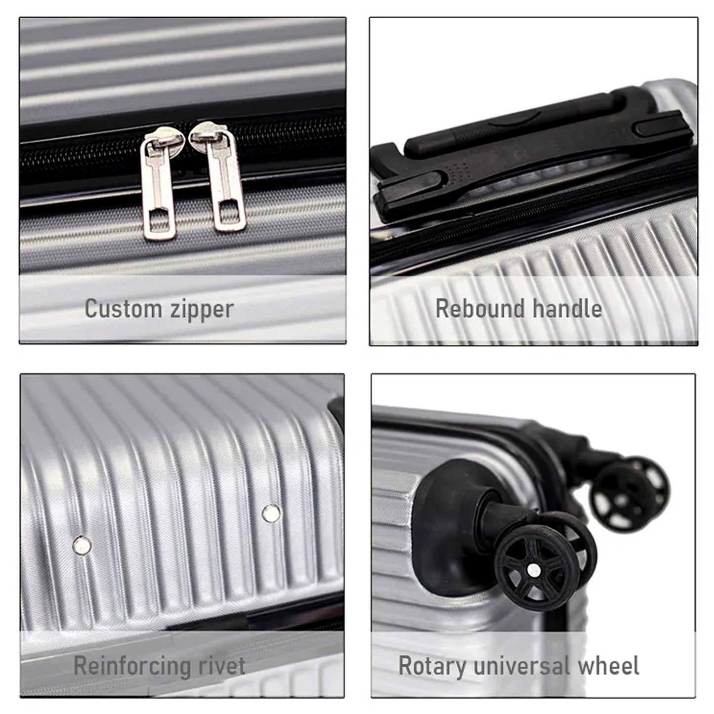 Set of two Wukusy travel trolley bags, large and small suitcases for men and women, with sturdy wheels and retractable handles.