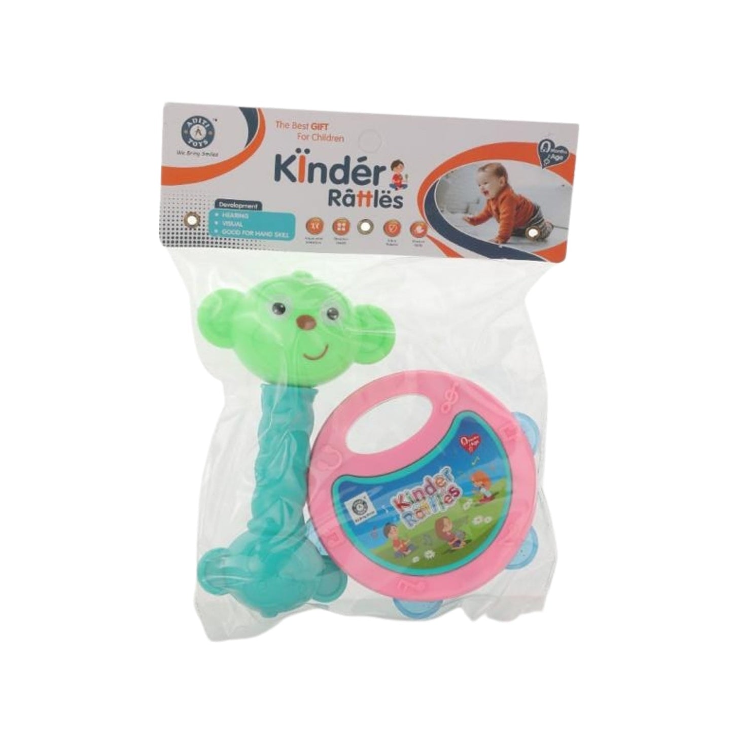 Wukusy 1940 At40 2-piece baby rattle toy set for infants and kids, featuring colorful rattles for play and entertainment.
