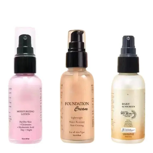 Ekom men's sun care trio set with sunscreen, foundation, and moisturizer in sleek packaging, perfect for grooming and sun protection.