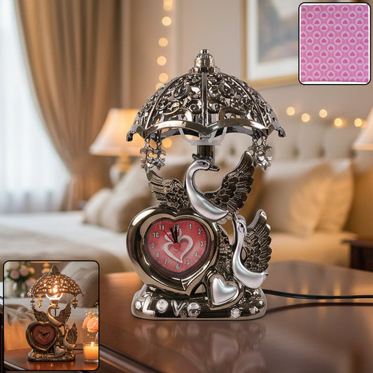 Wukusy decorative swan couple table lamp with elegant white swan figures and soft lighting, ideal for decorative home lighting.