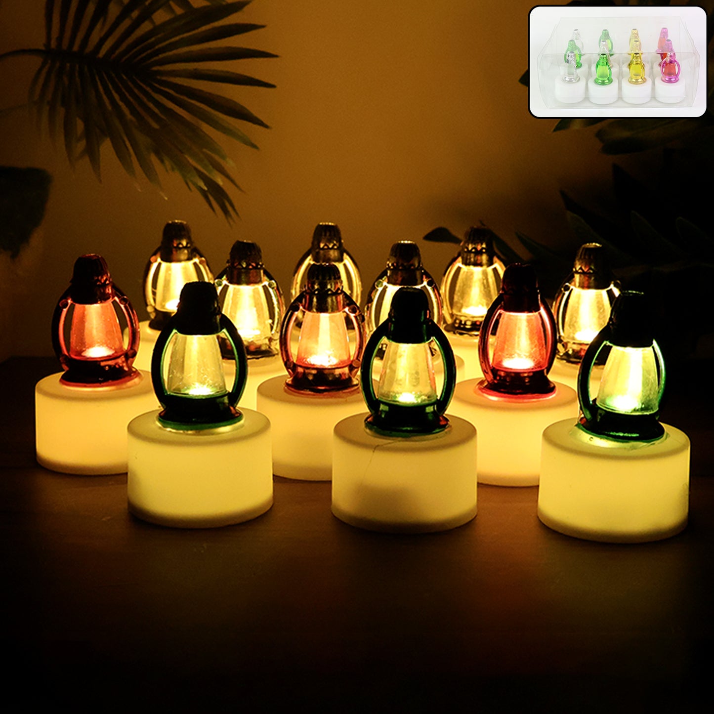 Set of 12 Wukusy LED decorative candle lamps for home decor, featuring warm, ambient lighting in elegant glass holders.