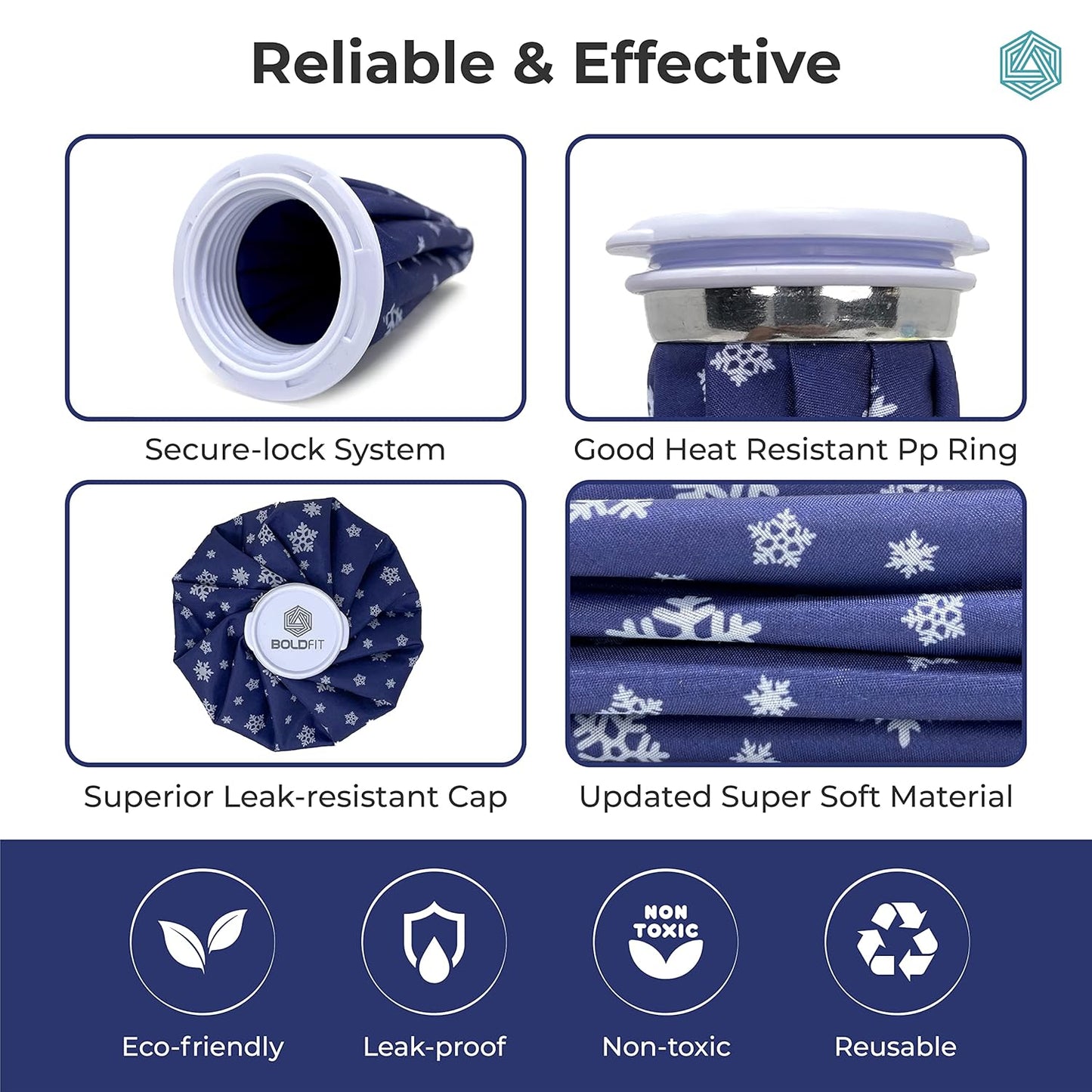 FIZZI SHOP 9-inch ice bag for pain relief, showing a reusable cold compress with a soft fabric cover and flexible fill material.