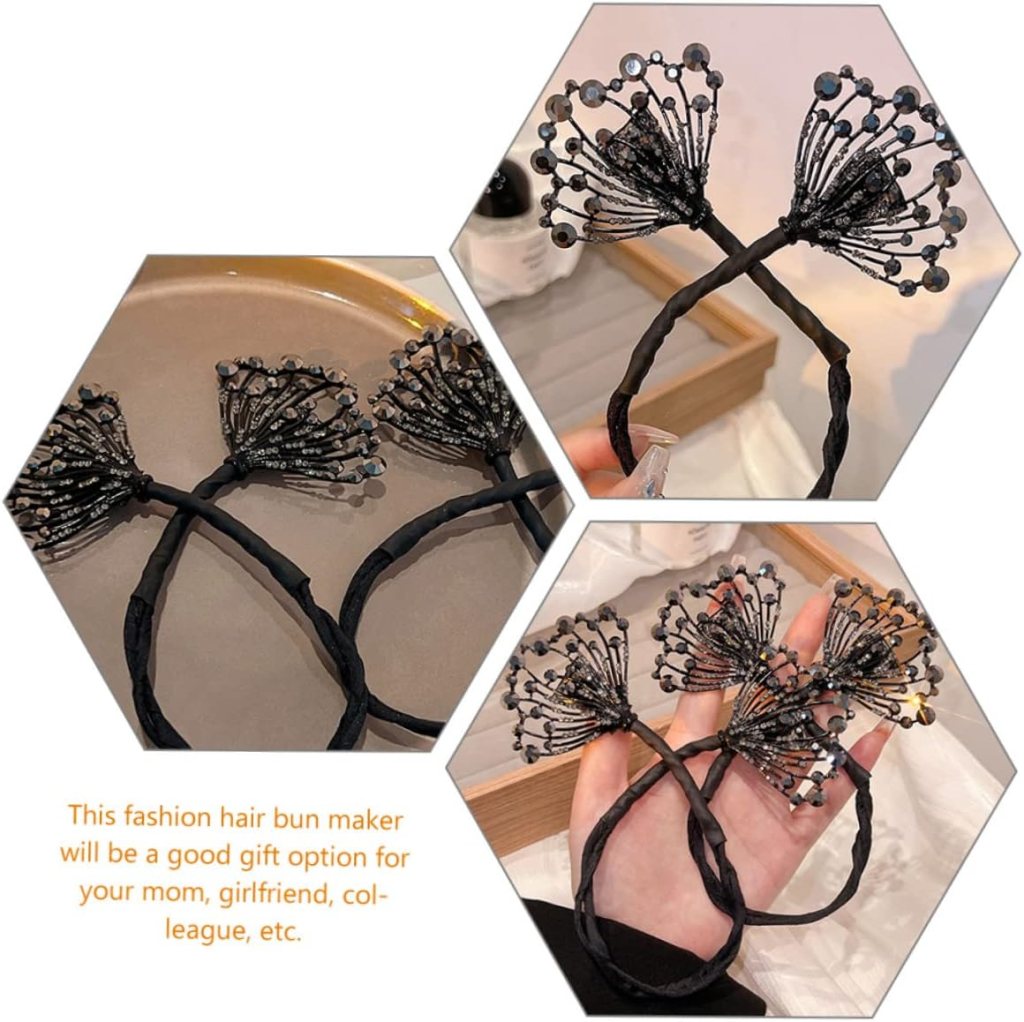 FIZZI SHOP hair twist clip and bun shaper for easy hairstyling, showcasing the black plastic twist clip and bun shaping tool.