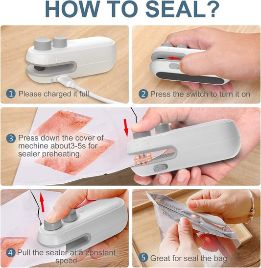FIZZI SHOP JK SIDHU 2-in-1 USB sealer machine for sealing plastic bags and packaging with compact, portable design.