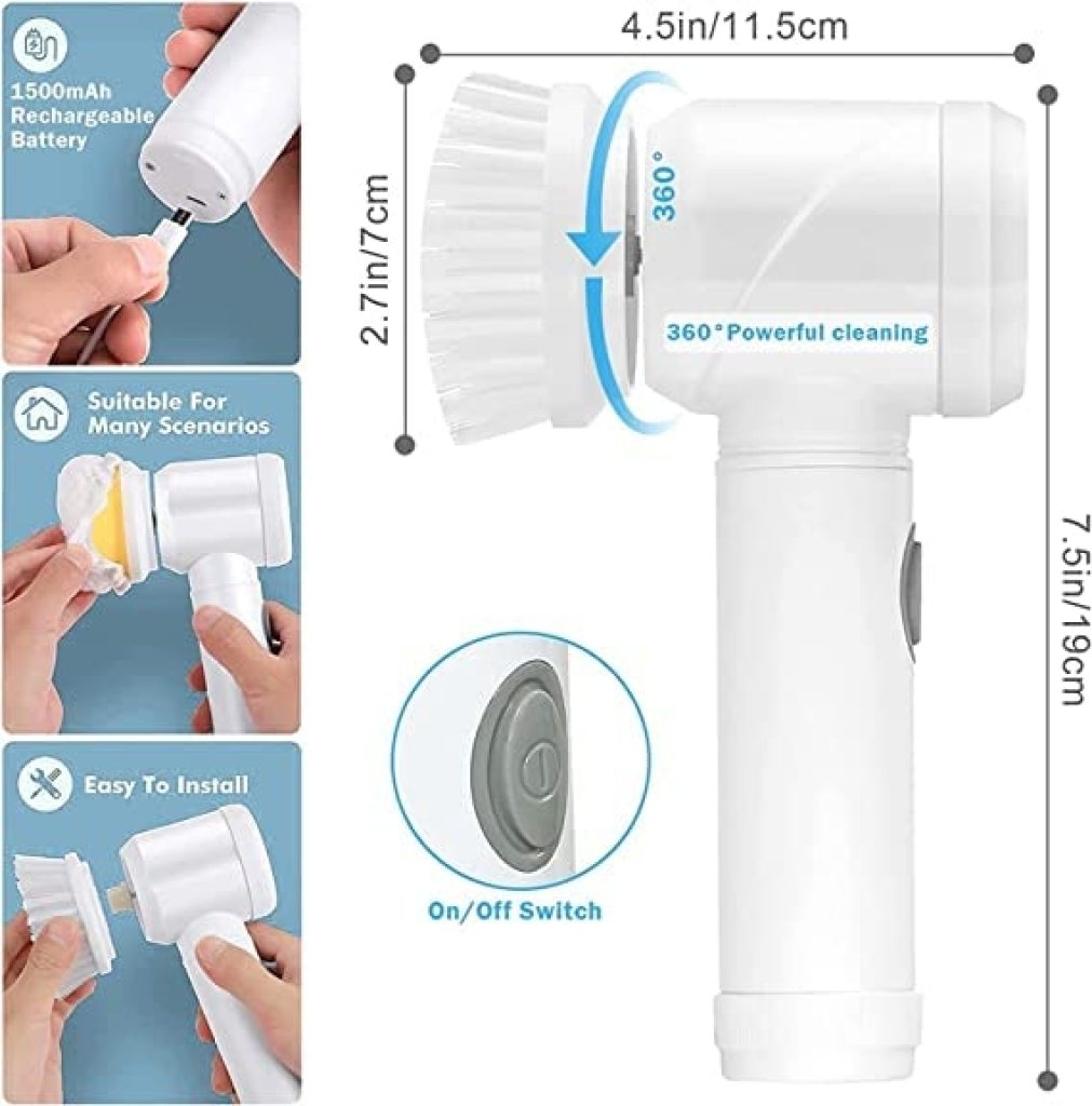 FIZZI SHOP 5 in 1 USB Magic Brush with multiple cleaning heads for versatile cleaning and grooming tasks.