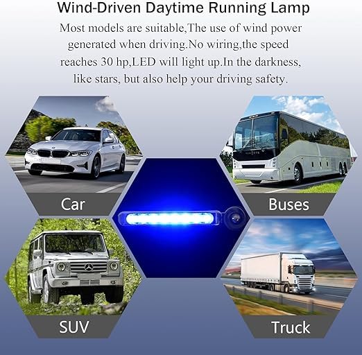 Two FIZZI SHOP car decorative daytime running LED lights mounted on a vehicle for enhanced visibility and style.