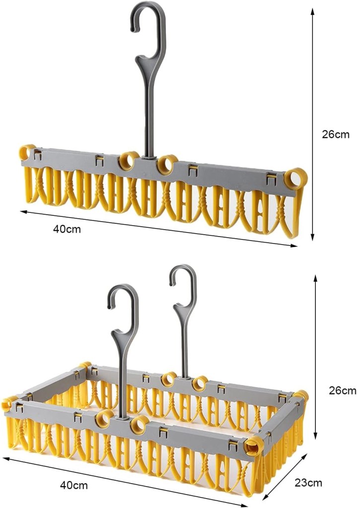 Foldable cloth dryer hanger by FIZZI SHOP, showing its compact, foldable design and multiple hanging arms for clothes drying.