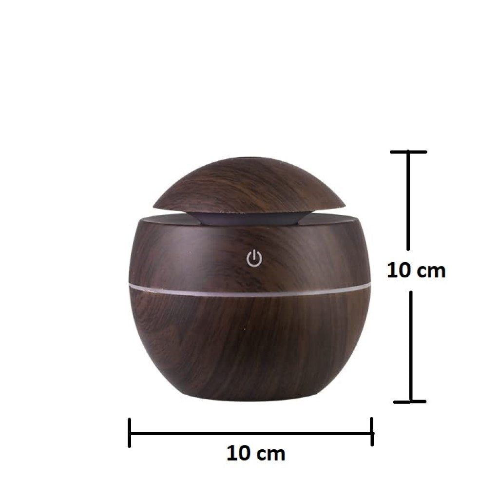 Wooden FIZZI SHOP humidifier diffuser showing a sleek wooden body and mist outlet, designed to add moisture and aroma to the air.