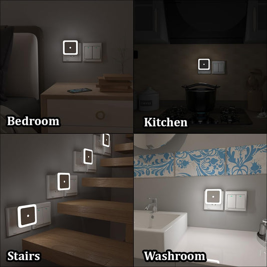 FIZZI SHOP sensor night light emitting soft glow, with motion sensor, suitable for bedrooms or hallways, energy-efficient design.