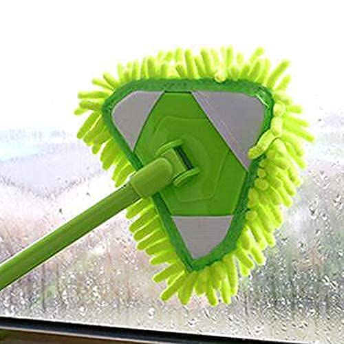 Fizzi Shop microfiber fan cleaning duster with steel body and long rod, multi-color, designed for easy ceiling and fan dusting.