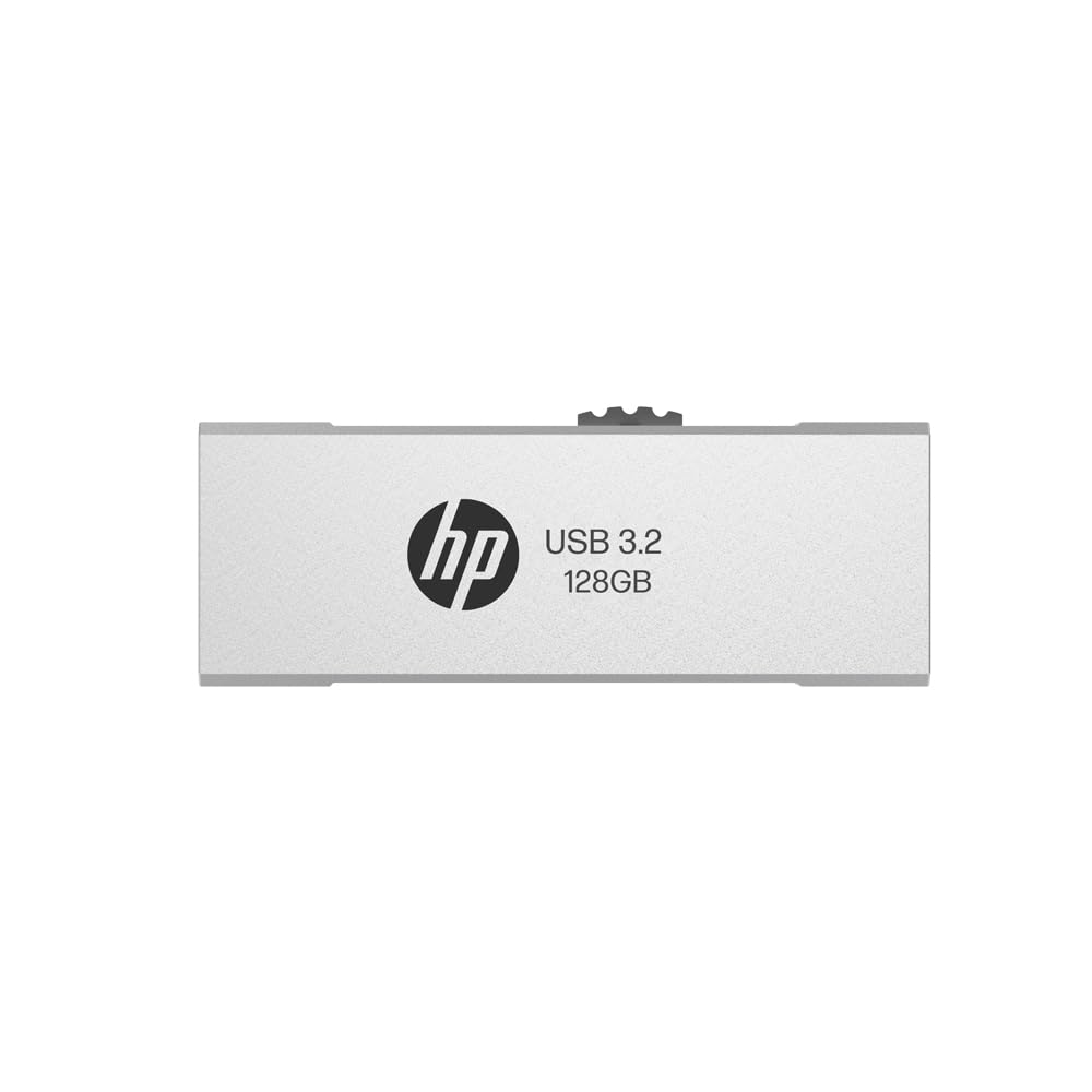Silver HP 818W USB 3.2 128 GB pen drive from FIZZI SHOP, showcasing the compact portable USB flash drive.