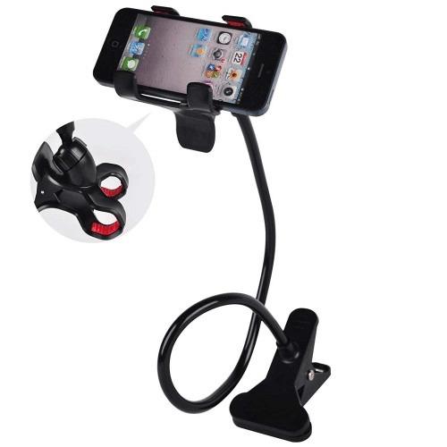 Wukusy 360° flexible foldable metal lazy stand bracket for mobile devices, adjustable and portable for hands-free viewing.