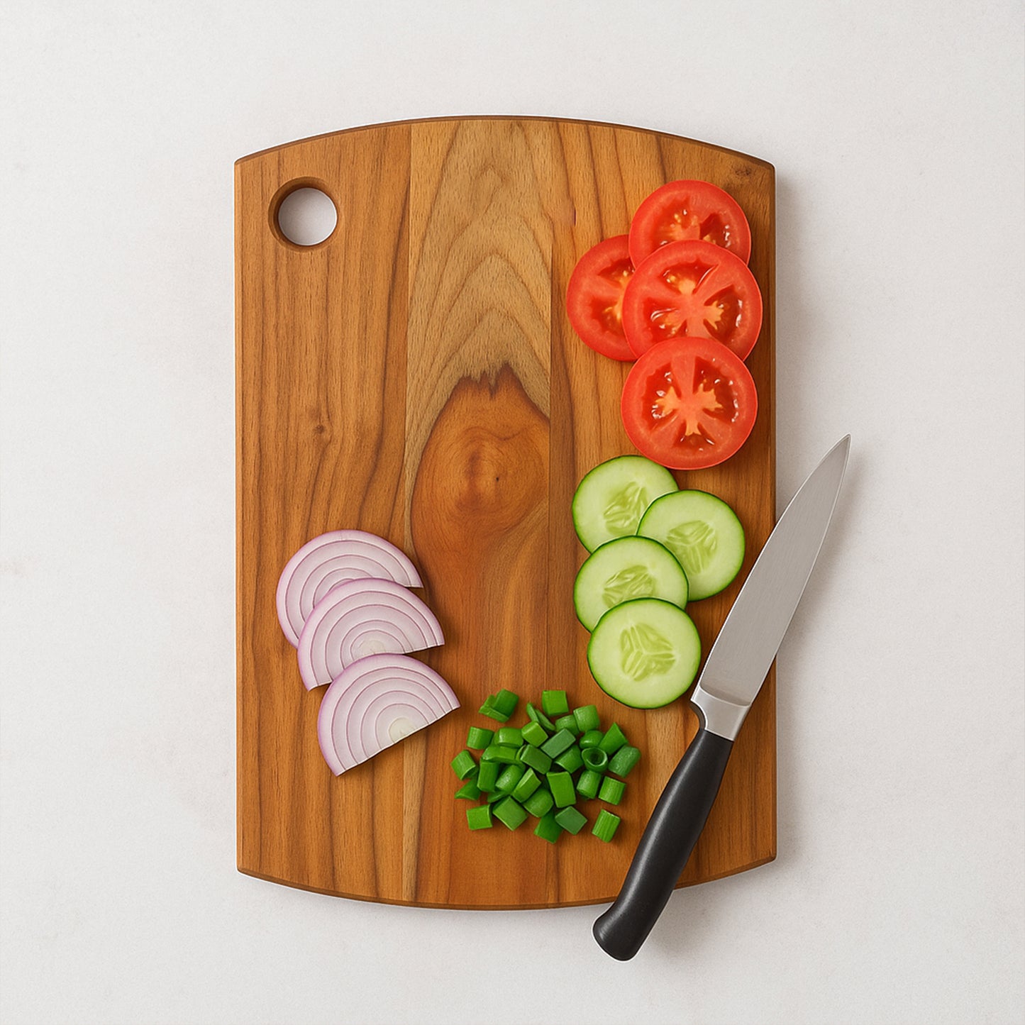 Wukusy Supermom premium teak wood chopping board for kitchen, showcasing a large rectangular cutting surface with smooth finish.