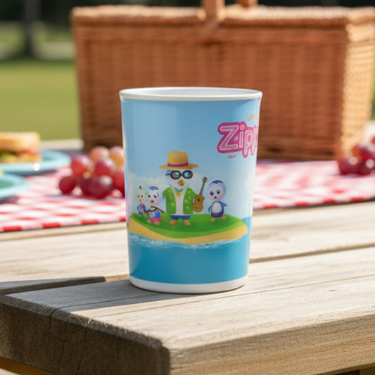 Cute cartoon melamine drinking glass from Wukusy, 250ml capacity, featuring colorful cartoon character design for home and kitchen use.