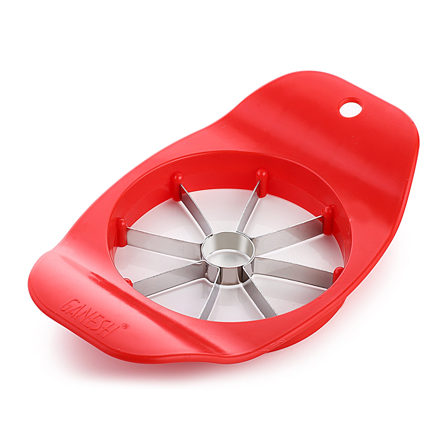 Wukusy Ganesh plastic and stainless steel apple cutter with colorful handles, designed for easy apple slicing.