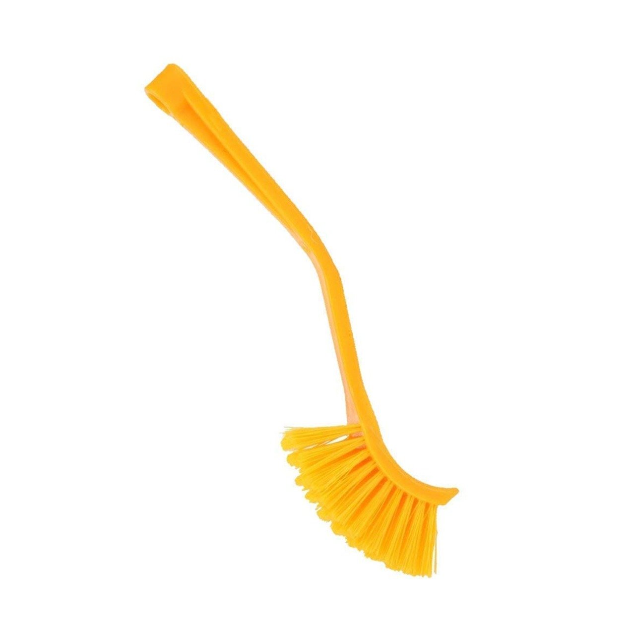 Multicolour plastic wash basin toilet seat cleaning brush by Wukusy, featuring a compact design for bathroom cleaning.