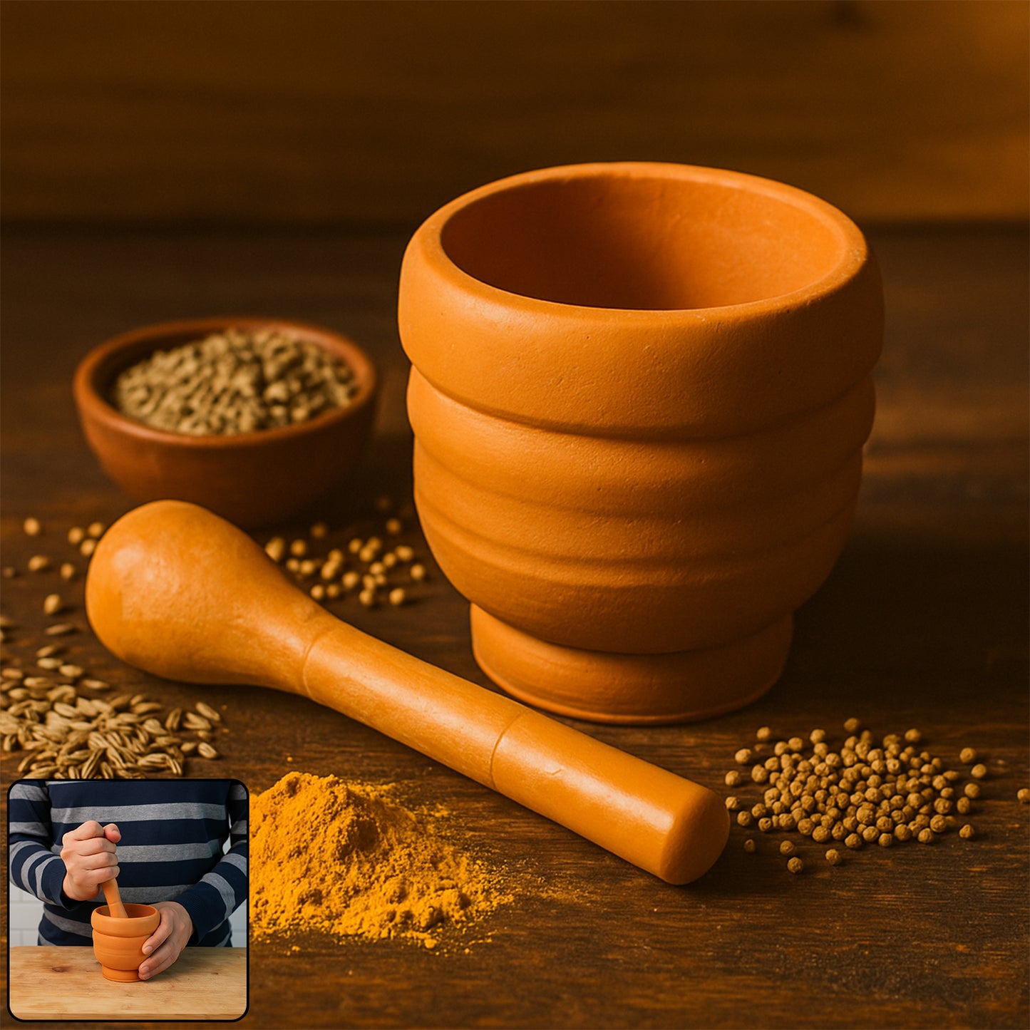 Wukusy unbreakable plastic mortar and pestle set for home kitchen use, sturdy and durable for grinding spices and herbs