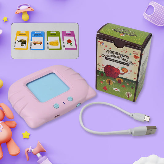 Wukusy preschool learning toys flash cards with colorful images and English words, designed for kids' educational language development.