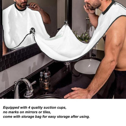 Wukusy 1417 Beard Apron Hair Clippings Catcher grooming bib for beard trimming and hair grooming, black waterproof design.
