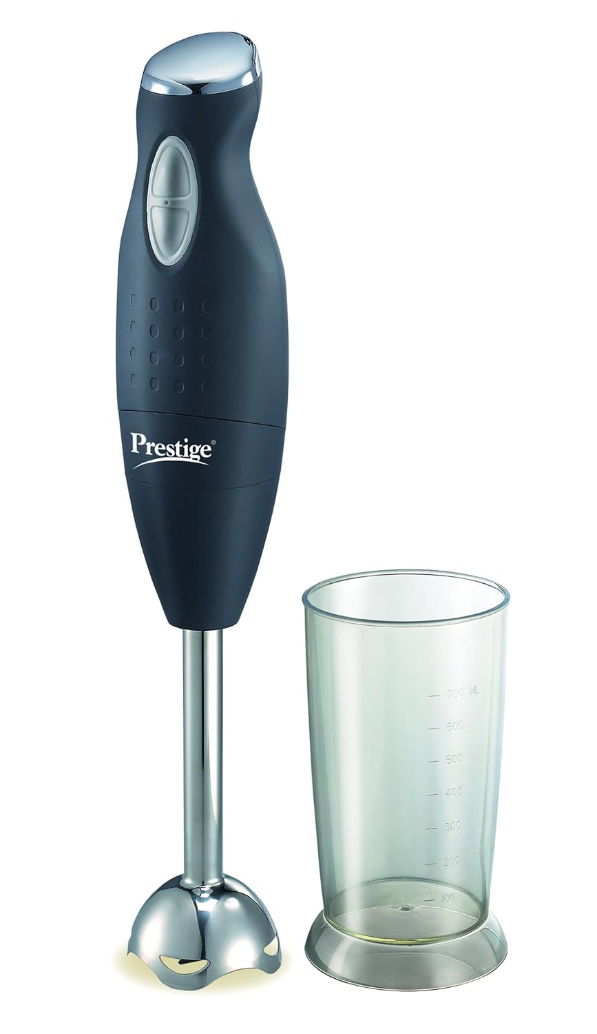 Seasons Prestige PHB 5.0 200W hand blender with stainless steel blending arm and ergonomic handle, ready for kitchen use.