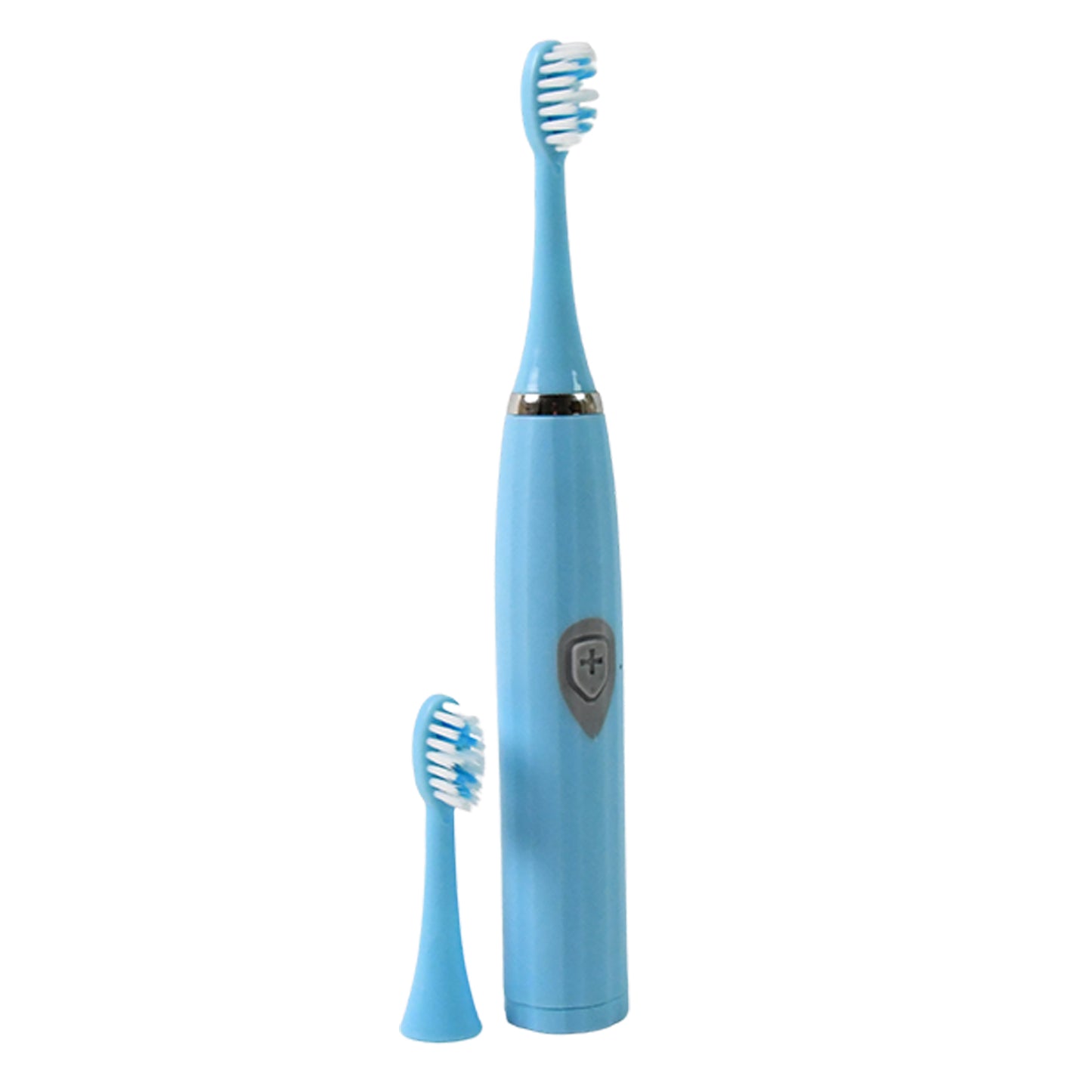 Wukusy electric toothbrush with replaceable battery, battery not included, close-up of the toothbrush head and handle.