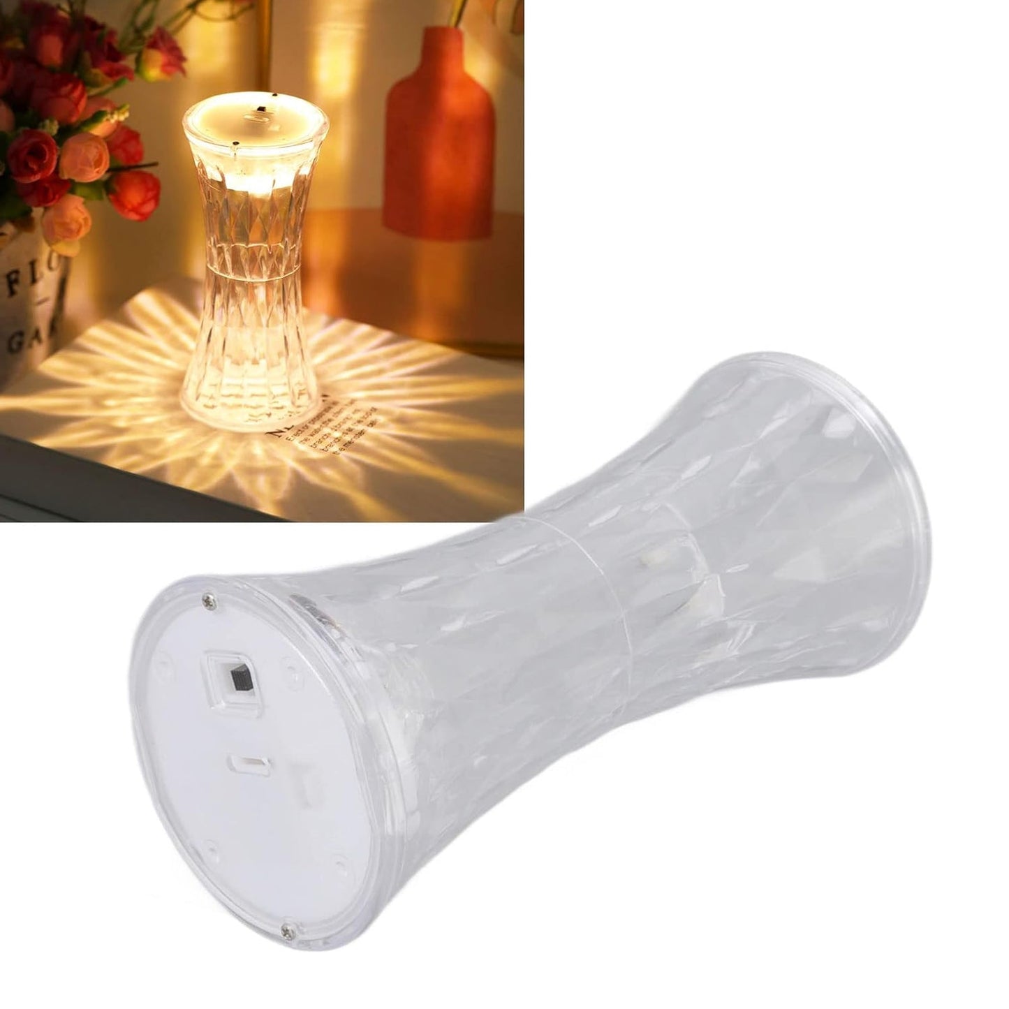 Wukusy 8440 Crystal Lamp night light with transparent crystal design, soft eye-protecting lighting for nursery, bedroom, or office.