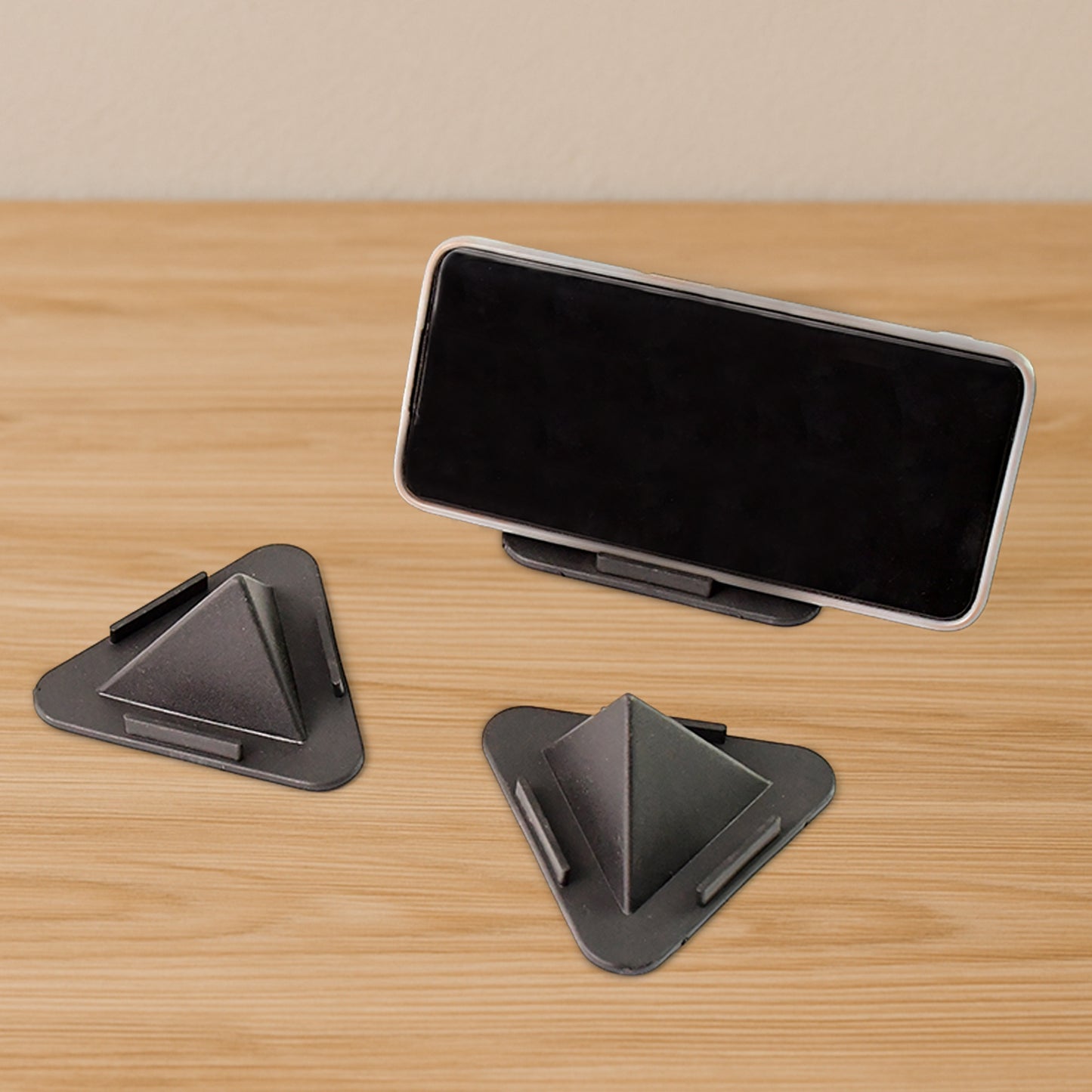 Wukusy pyramid mobile stand set with three inclined angles, perfect for adjusting and viewing smartphones comfortably.