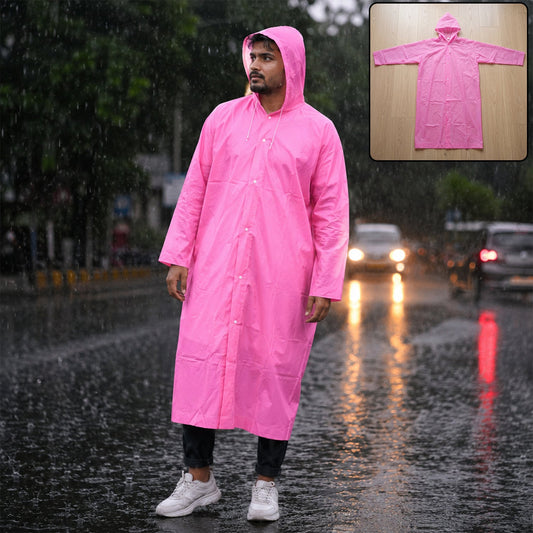 Eva Hooded Long Rain Coat Monsoon Wear For Men Women