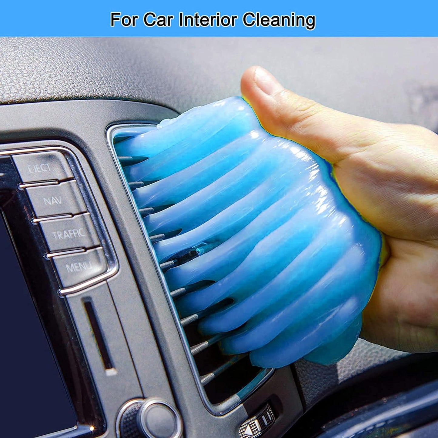 Wukusy Super Clean Magic Gel Cleaner for office surfaces, showing the gel being applied to remove dirt and grime effectively.