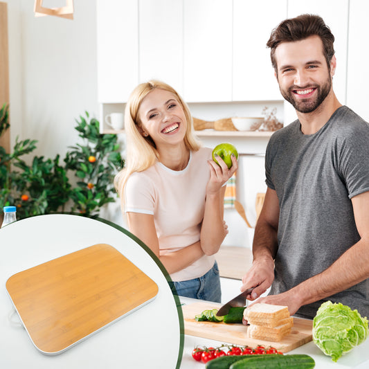 Wukusy wooden chopping board, large kitchen cutting board with knife groove, ideal for vegetables, fruits, and multi-purpose kitchen use